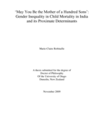 'May You Be the Mother of a Hundred Sons': Gender Inequality in Child Mortality in India and its Proximate Determinants