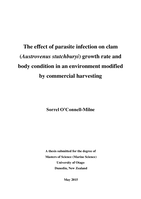 The effect of parasite infection on clam (Austrovenus stutchburyi) growth rate and body condition in an environment modified by commercial harvesting
