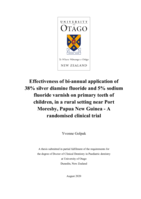 Effectiveness of bi-annual application of 38% silver diamine fluoride and 5% sodium fluoride varnish on primary teeth of children, in a rural setting near Port Moresby, Papua New Guinea - A randomised clinical trial