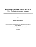 Iron intakes and food sources of iron in New Zealand adolescent females