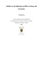 Studies on the lipidomic profile of sheep and rat brains.
