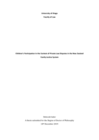 Children's participation in the context of private law disputes in the New Zealand family justice system