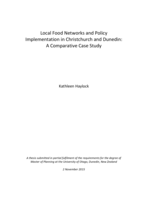 Local Food Networks and Policy Implementation in Christchurch and Dunedin: A Comparative Case Study