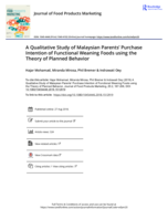 A Qualitative Study of Malaysian Parents’ Purchase Intention of Functional Weaning Foods using the Theory of Planned Behavior