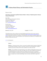 The Library Assessment Capability Maturity Model: A Means of Optimizing How Libraries Measure Effectiveness
