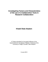 Investigating Factors and Characteristics of the Use of e-Collaboration Tools in Research Collaboration
