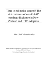 Time to call noise control? The determinants of non-GAAP earnings disclosure in New Zealand and IFRS adoption