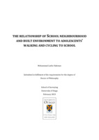 The relationship of school neighbourhood and built environment to adolescents' walking and cycling to school