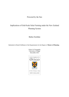 Powered by the Sun: Implications of Grid-Scale Solar Farming under the New Zealand Planning System