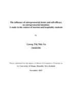 The influence of entrepreneurial desire and self-efficacy on entrepreneurial intention: A study in the context of tourism and hospitality students