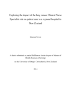 Exploring the impact of the lung cancer Clinical Nurse Specialist role on patient care in a regional hospital in New Zealand