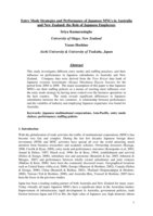 EntryMode Strategies and Performance of Japanese MNCs in Australia and New Zealand: the Role of Japanese Employees