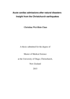 Acute cardiac admissions after natural disasters - Insight from the Christchurch earthquakes
