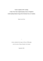 Teacher cognition in EFL teaching: A study of non-native English- speaking teachers of English for Arabic-speaking students in Egypt with a particular focus on vocabulary