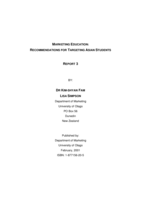 Marketing education: recommendations for targeting Asian students - Report 3
