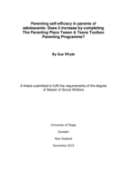 Parenting self-efficacy in parents of adolescents: Does it increase by completing The Parenting Place Tween & Teens Toolbox Parenting Programme?