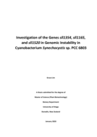 Investigation of the Genes sll1354, sll1165, and sll1520 in Genomic Instability in Cyanobacterium Synechocystis sp. PCC 6803