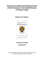 Chemical and microbial determinants of N2O emission from denitrification in pasture soils