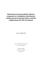 Biochemical and metabolic defence responses to Candidatus Liberibacter solanacearum in potato tubers and the implications for PEF treatment