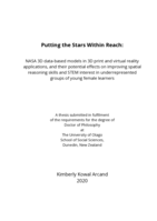 Putting the stars within reach: NASA 3D data-based models in 3D print and virtual reality applications, and their potential effects on improving spatial reasoning skills and STEM interest in underrepresented groups of young female learners