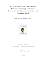 A Comparative Study of Electricity Demand Forecasting Models for Residential Hot Water at the Individual Household Level