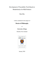 Development of traceability tools based on metabolomics for milk products