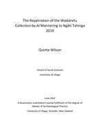 The Repatriation of the Waikaretu Collection by Al Mannering to Ngati Tahinga 2019