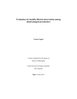 Evaluation of a healthy lifestyle intervention among disadvantaged preschoolers