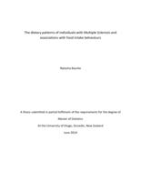 The dietary patterns of individuals with Multiple Sclerosis and associations with food intake behaviours