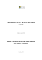 Culture integration in post-M&A: The case of Chinese healthcare companies