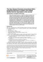 The New Zealand Coroners Amendment Bill's Proposed Approach to Healthcare-Related Deaths that are Reportable to the Coroner