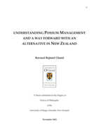 Understanding possum management and a way forward with an alternative in New Zealand