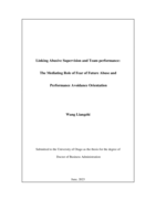 Linking abusive supervision and team performance: The mediating role of fear of future abuse and performance avoidance orientation