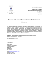 Measuring Parity in Sports Leagues with Draws: Further Comments