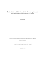 The iron intakes and likely bioavailability of iron in vegetarian and non-vegetarian adolescent women in New Zealand