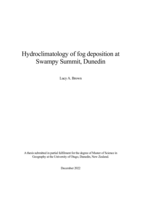 Hydroclimatology of fog deposition at Swampy Summit, Dunedin