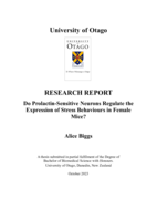 Do Prolactin-Sensitive Neurons Regulate the Expression of Stress Behaviours in Female Mice?
