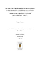 Belong to be Strong: Social Identity Predicts Increased personal Self-Efficacy Amongst Youth on the Spirit of New Zealand Developmental Voyage