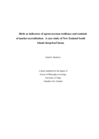 Birds as indicators of agroecosystem resilience and sentinels of market accreditation: A case study of New Zealand South Island sheep/beef farms