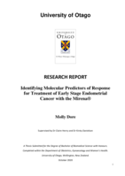 Identifying Molecular Predictors of Response for Treatment of Early Stage Endometrial Cancer with the Mirena®