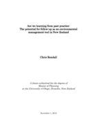 Are we learning from past practice:The potential for follow-up as an environmental management tool in New Zealand