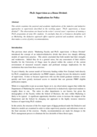 Ph.D. Supervision as a House Divided: Implications for Policy