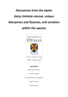 Discoveries from the alpine daisy Celmisia viscosa: unique diterpenes and flavones, and variation within the species