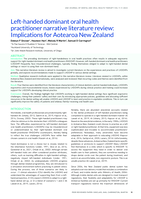 Left-handed dominant oral health practitioner narrative literature review: Implications for Aotearoa New Zealand
