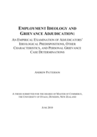 Employment Ideology and Grievance Adjudication: An Empirical Examination of Adjudicators' Ideological Predispositions, Other Characteristics, and Personal Grievance Case Determinations