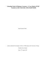 Listening Needs of Distance Learners: A Case Study of EAP Learners at the University of the South Pacific