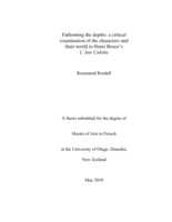 Fathoming the depths: a critical examination of the characters and their world in Henri Bosco's L'Ane Culotte