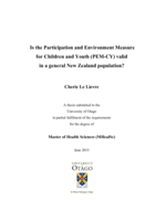 Is the Participation and Environment Measure  for Children and Youth (PEM-CY) valid  in a general New Zealand population?