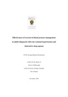 Effectiveness of exercise in blood pressure management in adults diagnosed with true resistant hypertension and obstructive sleep apnoea