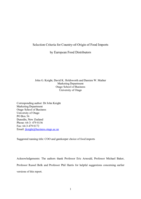 Selection criteria for country of origin of food imports by European food distributors
